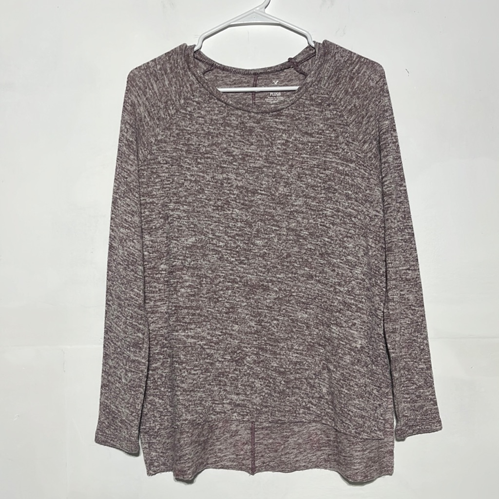 American Eagle Soft & Sexy Plush Marled Purple High Low Long Sleeve Tee Size S